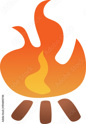 Bonfire color symbol. Campfire icon. Burning flame