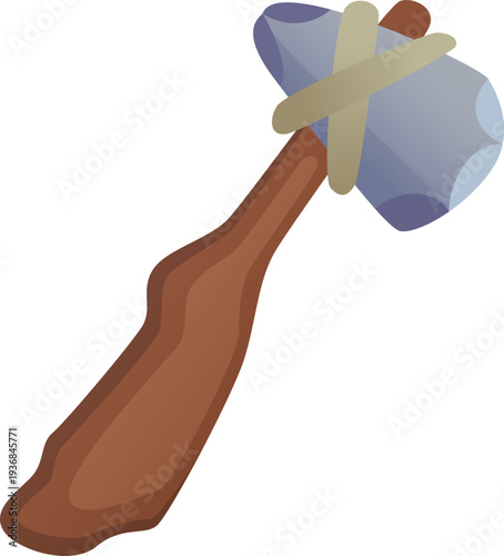Ancient hammer. Stone age tool cartoon icon