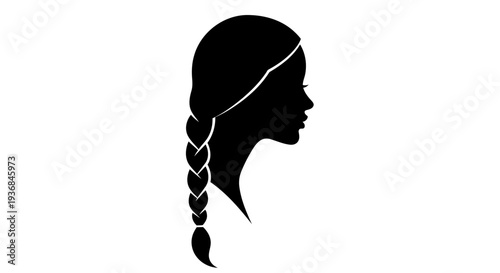 Woman's Profile Silhouette with Braided Hair