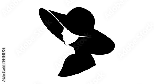 Silhouette of a woman wearing a wide-brimmed hat