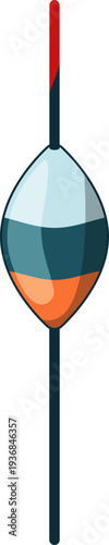 Fishing bobber cartoon icon. Angler spinning rod tool