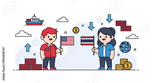 International Trade and Commerce Concept Illustration