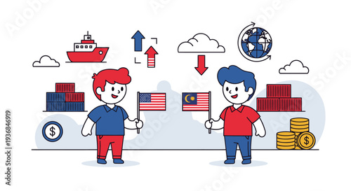 Global Trade and Market Exchange Illustration