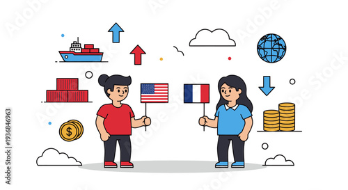 Business Trading Concept with International Currency and Flags