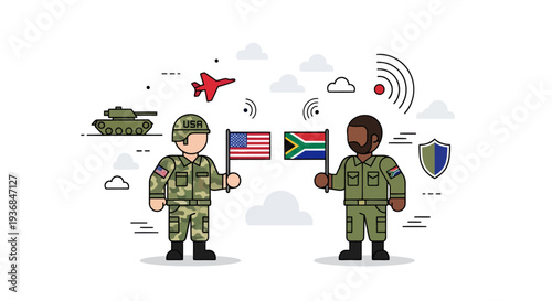 Military Communication and International Cooperation Illustration
