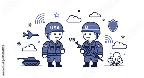 Military Soldiers in Combat Scene with Military Equipment and Dog Tag Accessories