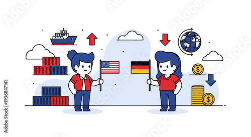 Businessmen Comparing International Trade and Currency Exchange