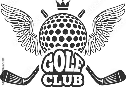 Golf club label. Premium tournament black logo