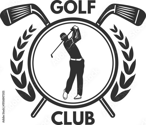 Golf insignia. Black sport player club logo
