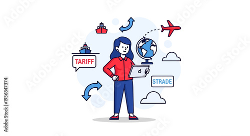 Businesswoman Analyzing International Trade and Logistics