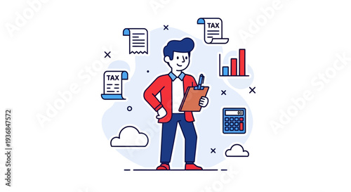 Businessman Analyzing Financial Data with Charts and Calculator