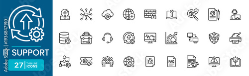 IT Support Thin Line Icon Set