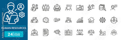 Human Resources Thin Line Icon Set