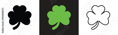 Green shamrock clover vector icon on white background. Shamrock, great design for any purposes. vector illustration