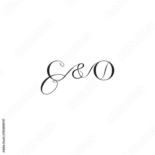 caligraphic style monogram luxury elegant logo design CO wedding initial concept letter