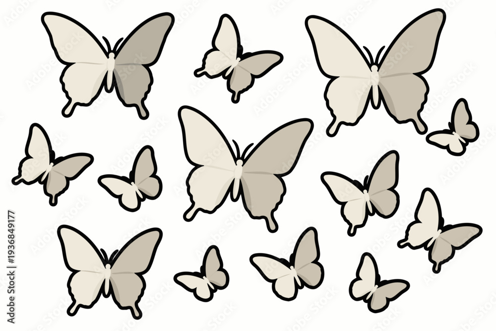 Fototapeta premium Vintage beige butterfly seamless pattern