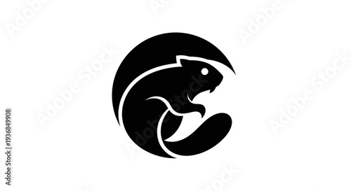 Stylized beaver silhouette graphic design