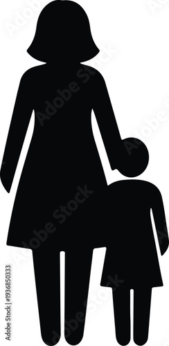 Vector Mother and Child Family Love Relationship Parent Kid silhouette design