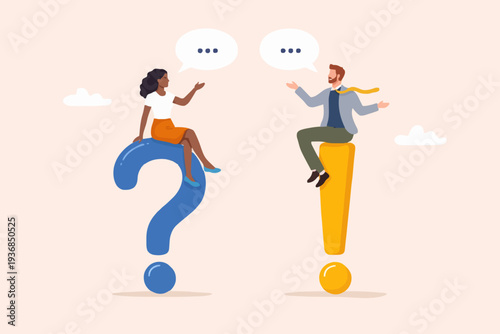 People with questions and answers