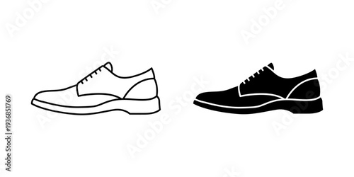 Shoe icon set. Minimalist vector illustration of men's shoes in black and white.