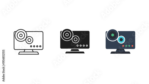 laptop and multimedia icons