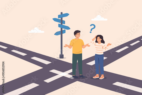 People at a crossroads