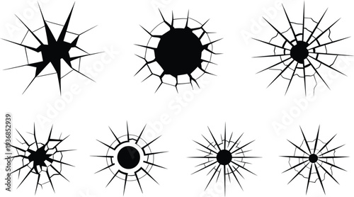 Shattered Glass Icons Set On White Background illustration