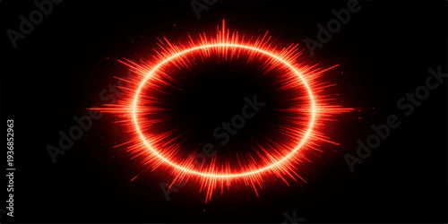Fiery explosion with alpha channel in the dark creates a bright orange star glow illustration with red flame energy and cosmos motion art on a black background