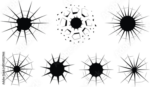 Collection of black shattered glass effect vector graphics