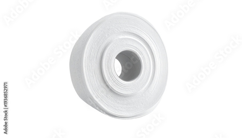 Tissue roll isolated on a transparent background, soft white toilet paper roll perfect for hygiene, bathroom supplies, household cleaning, and sanitation designs.