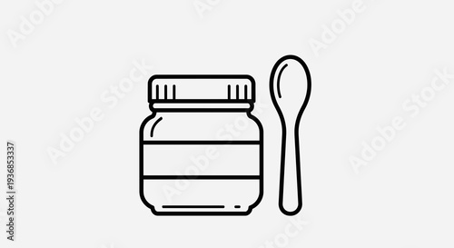 Baby Food Jar and Spoon Vector Illustration Mockup Template for Nutrition and Healthy Eating Concepts