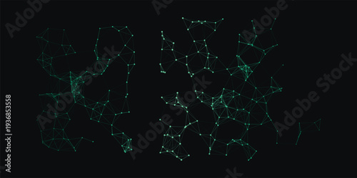 3D Global Technology Background with Neural Network World Map Plexus Grid and Glowing Cyan Mint Communication Nodes