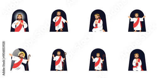 Mother and daughter in hijab, various poses with transparent background