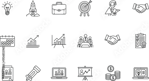 A classic lightbulb line art icon with a glowing filament, symbolizing a new idea, innovation, inspiration, or creative thought process in business and problem-solving.