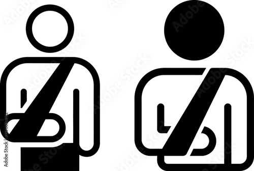Simple black and white seatbelt icons for safety awareness