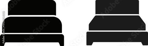 Bed Furniture Icon Set , Modern Bedroom Interior Design Elements