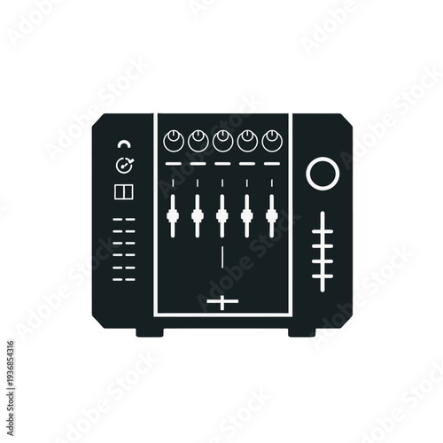 DJ Audio Mixer Console with Sliders and Knobs, Electronic Music Equipment, Isolated on transparent background