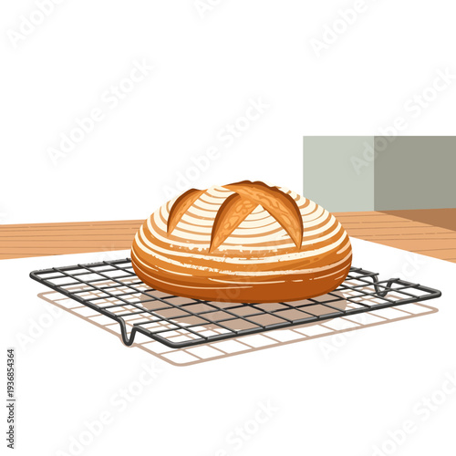 Celebrating National Sourdough Bread Day, fresh artisanal bread cools on a wire rack