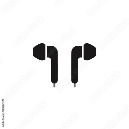 Pair of Black Earbuds for Music Listening, Modern Audio Device isolated on transparent background