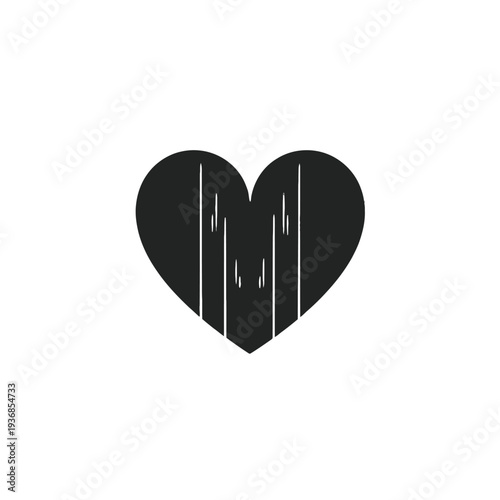 A stylized black heart with a distressed texture, perfect for modern design projects. vector