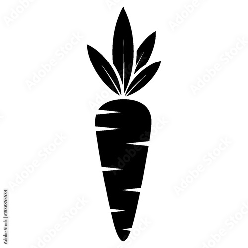 Black Silhouette Icon of a Carrot Vegetable