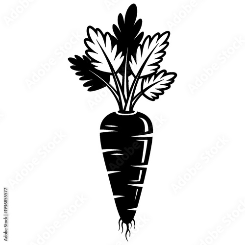 Black and White Carrot Icon Illustration