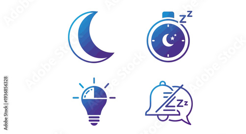 Sleep Symbols Moon Alarm Clock Lightbulb.