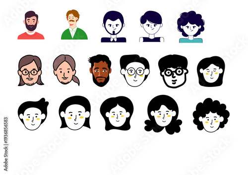 set of people faces
