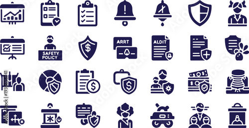 Corporate Compliance, Insurance Policy, and Risk Management Icon Set