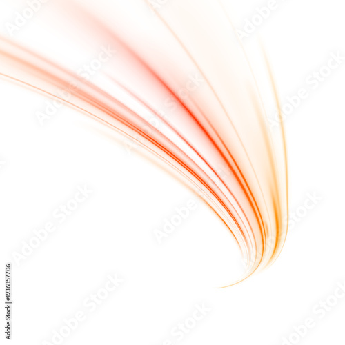 Bright red light trails sweep along a cyber highway. Smooth glowing lines show rapid movement. Perfect abstract background for modern tech design.