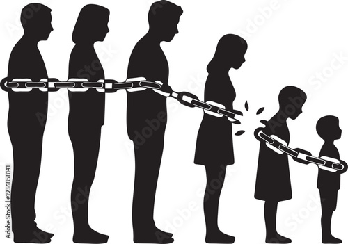 Family chain broken symbolizing freedom from oppression and abusive relationships