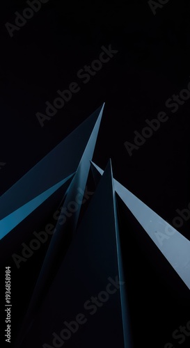 Abstract dark composition featuring sharp, uneven geometric elements creating dynamic visual tension and conceptual imbalance ,wallpaper ,creative ,non-symmetrical