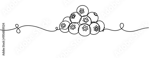 Pile of blueberries arranged on flat white background surface. none editable strokes