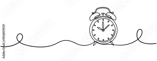 Alarm clock standing at time on continuous line drawing. none editable strokes